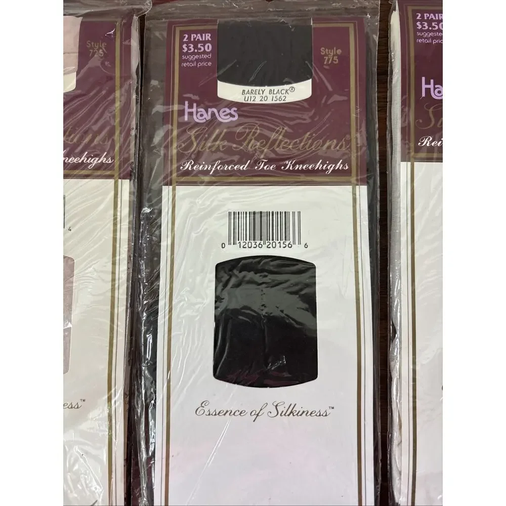 Hanes Silk Reflections Knee highs Pack of 2 Pairs Pearl Reinforced Toe Lot of 4